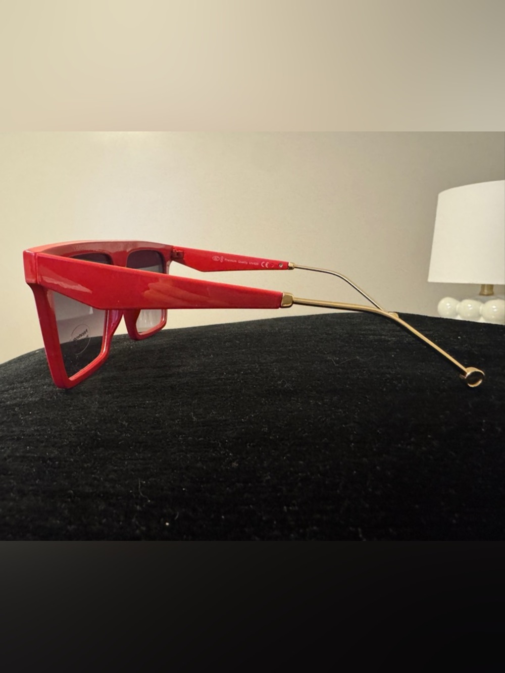 Revolve Red Sunglasses with Gold Temples